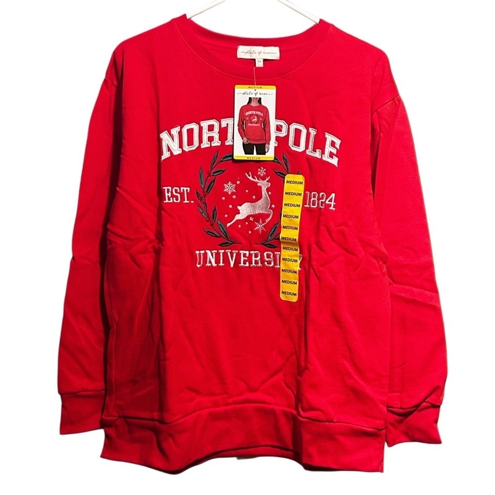 North Pole University Red Crew Neck Sweater